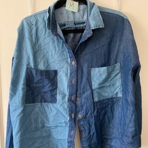 Contrast denim long sleeve shirt (fun back)